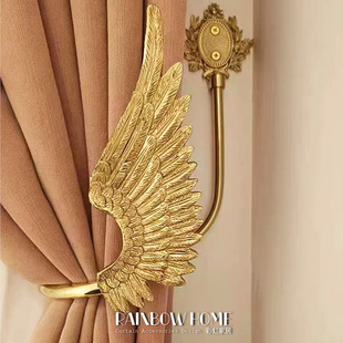 手工失蜡天使法翅膀黄铜窗帘钩墙钩窗帘绑带挂钩客厅卧室欧式美式