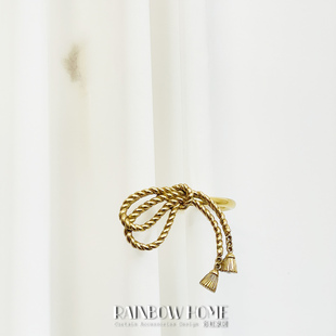 手工失蜡法蝴蝶结黄铜窗帘钩墙钩绑带钩客厅卧室欧式美式东南亚