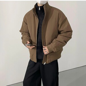 冬季韩版时髦复古cleanfit简约立领飞机服棉衣男士宽松棉夹克外套