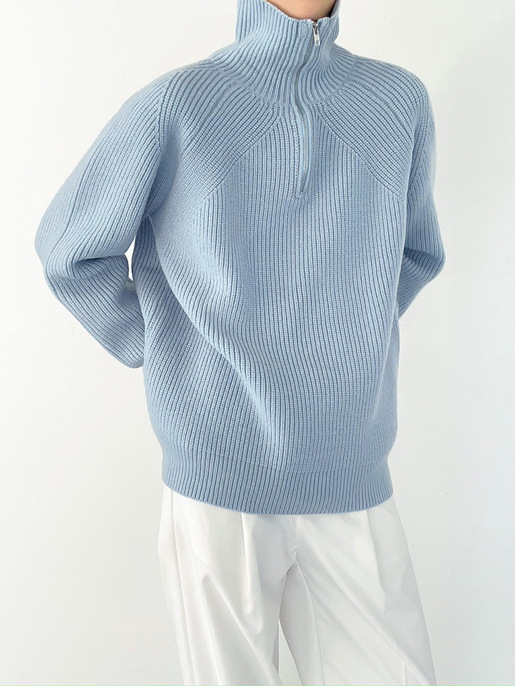 秋韩版时髦高级感可翻高领毛衣男