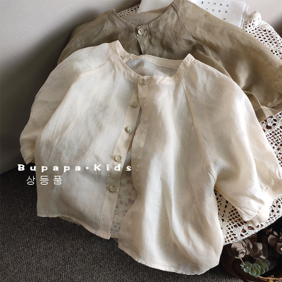 儿童全麻薄款防晒衣空调衫外套夏