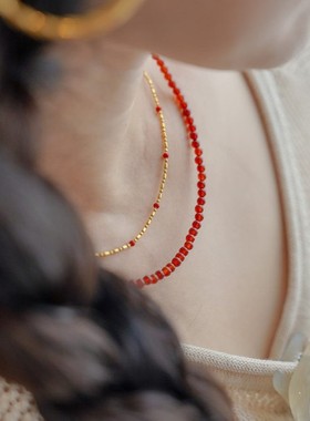 轻奢款设计师款本命年玛瑙串珠叠