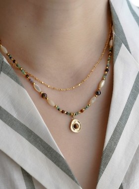 轻奢款波西米亚叠戴小众串珠项链