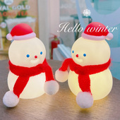 创意儿童可爱拍拍充电小夜灯电池圣诞雪人礼品灯男女孩卧室睡眠灯