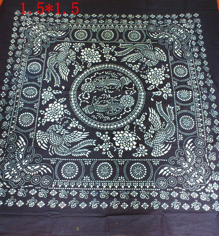 双面蓝印复古风纯棉中式方形花布