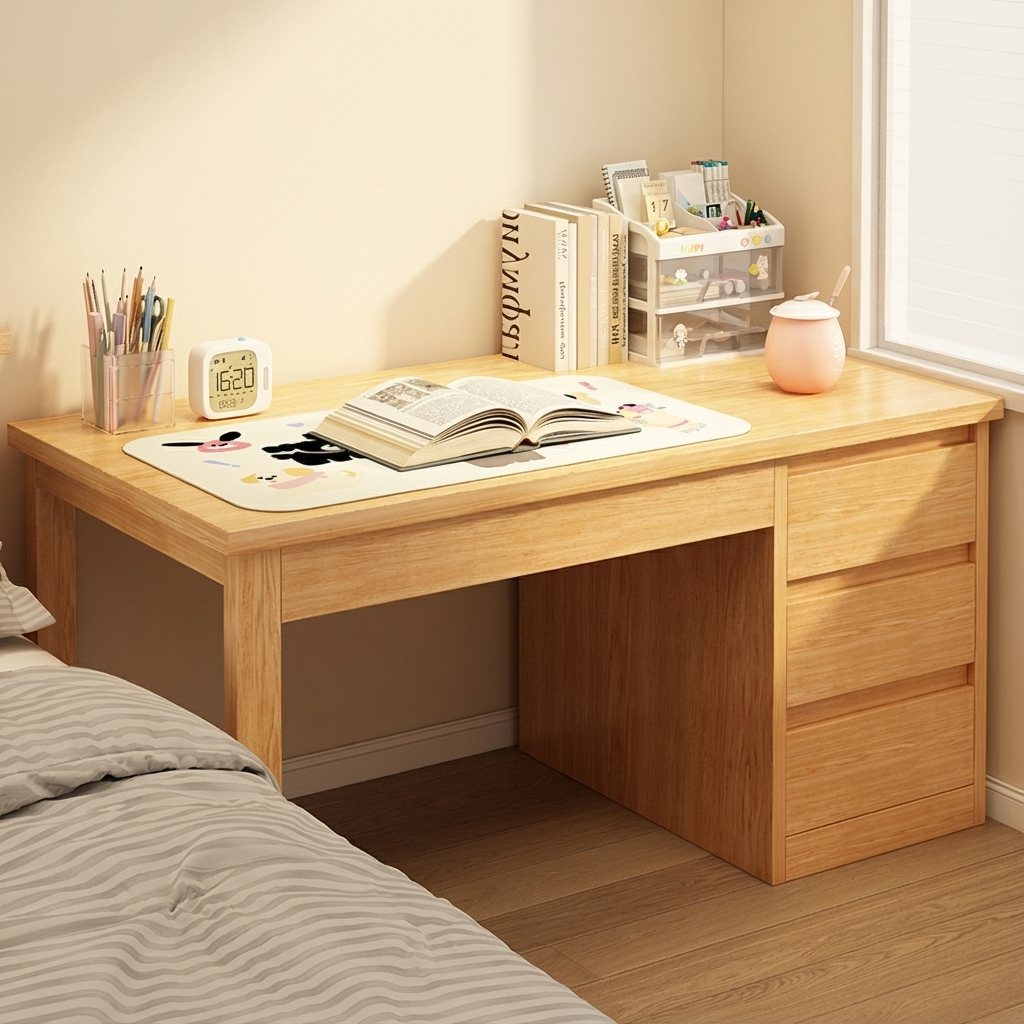 书桌卧室实木阅读桌新款学生家用学习写字桌简易带抽屉办公工作台