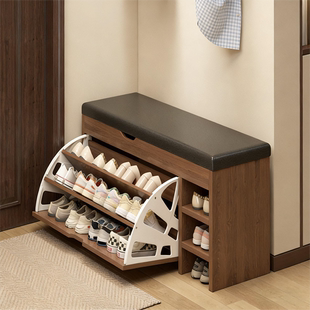 换鞋凳家用门口极窄进门穿鞋凳中古风玄关可坐式翻斗储物收纳鞋架