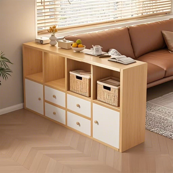 书柜落地置物柜沙发侧边柜客厅一体靠墙展示柜家用简易收纳小柜子