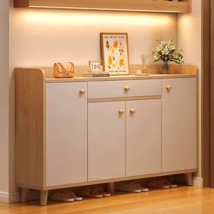 鞋柜家用门口入户门鞋架小户型玄关收纳柜一体靠墙原木风储物柜子