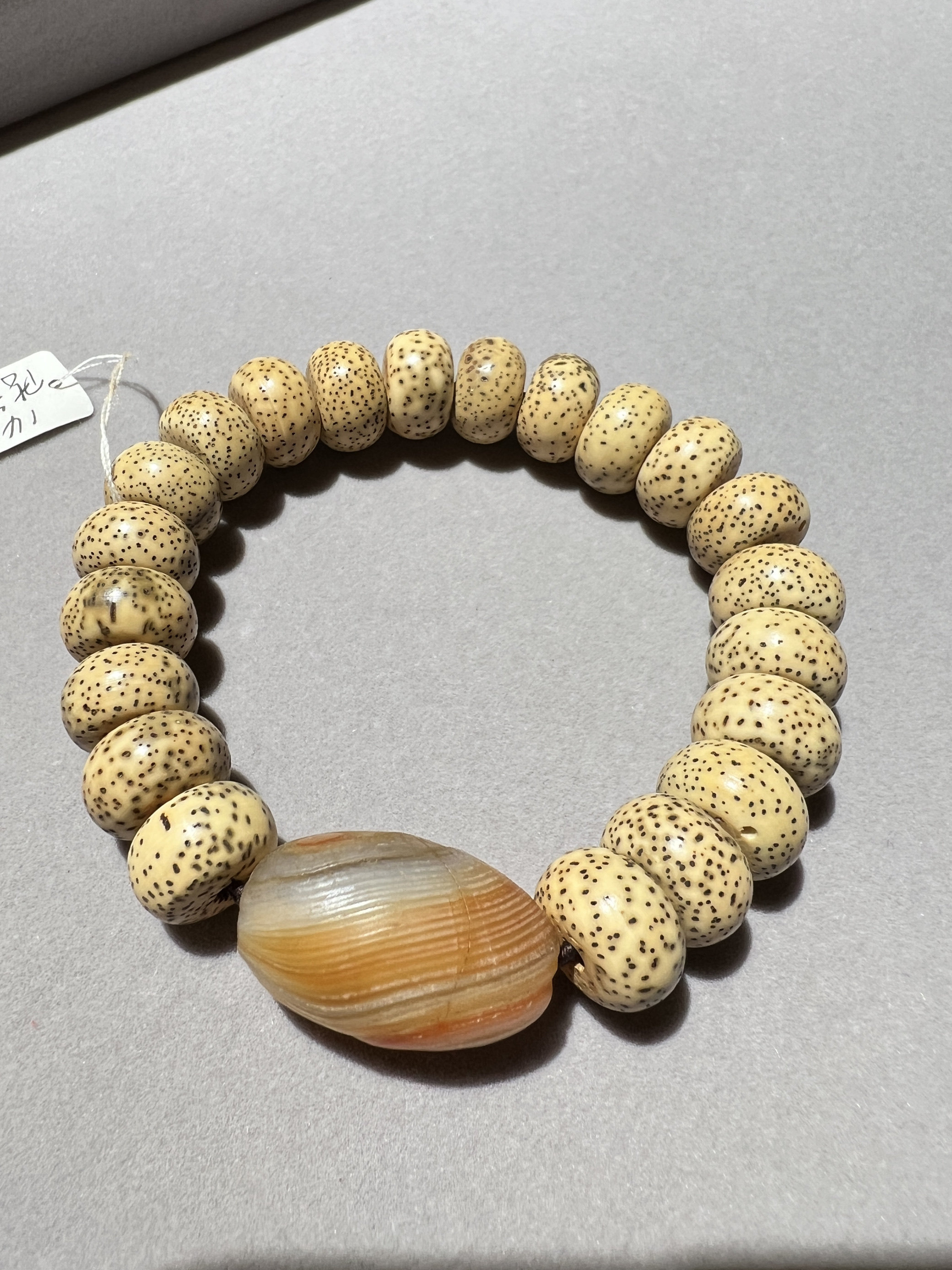 海南老星月菩提籽大尺寸14mm原始原色自然氧化藏式扁桶算盘珠手串