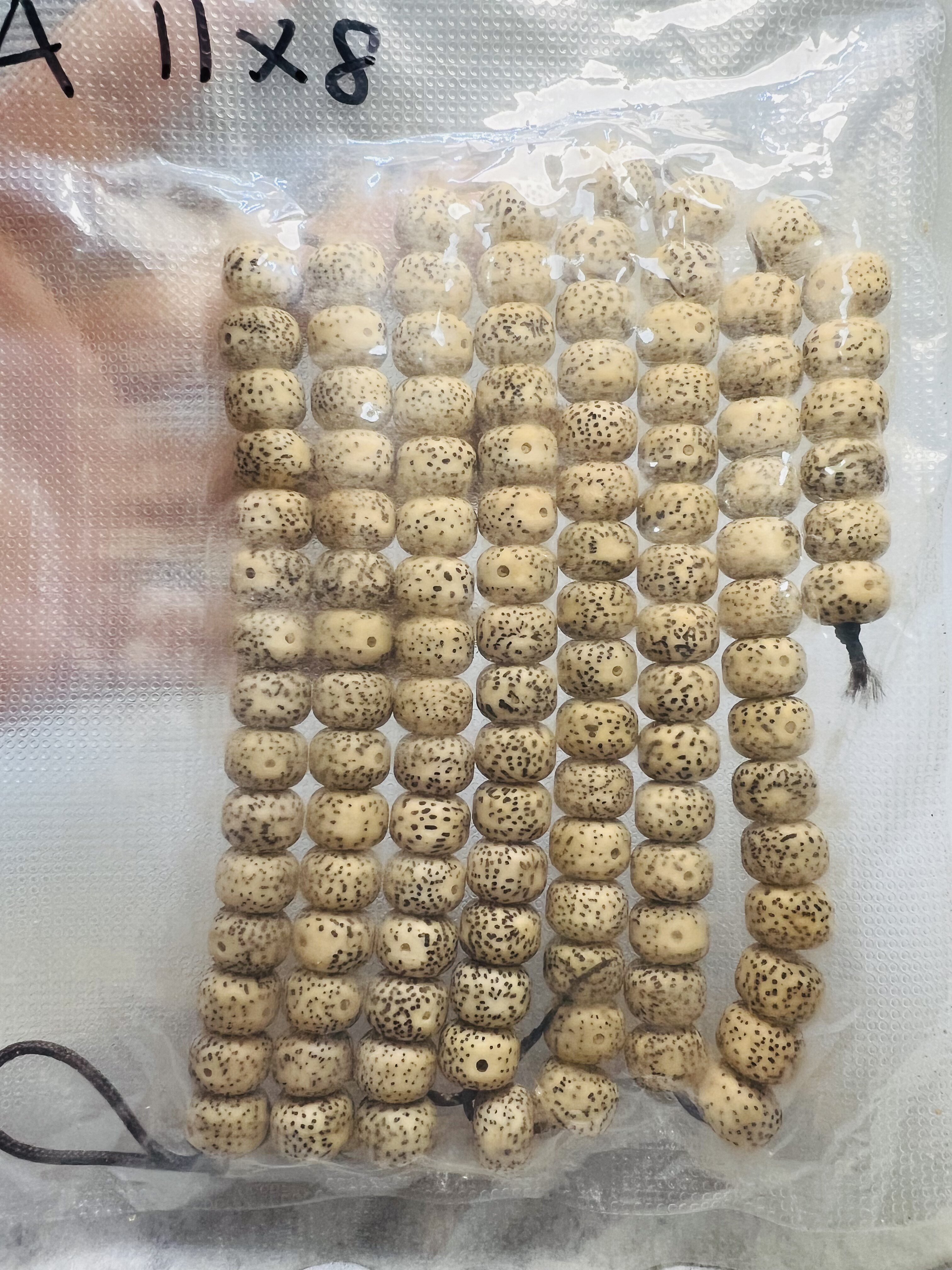 文玩佛珠精品A+天然老星月菩提114颗11*8mm精磨经典藏式桶珠正月
