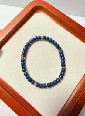 高性价比天然原矿阿富汗青金石单圈老型手串天然矿纹无染色无优化