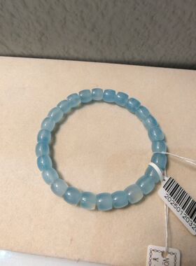 巴西精品天然水晶海蓝宝手串老型直切归圆精选8mm女单圈时尚百搭