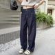 型巨赞 直筒宽松显瘦拖地阔腿裤 深蓝弯刀牛仔裤 2026新款 女春季 版