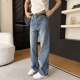 女2026新直筒宽松显瘦阔腿裤 牛仔裤 早春做旧蓝色窄版 赐你筷子腿