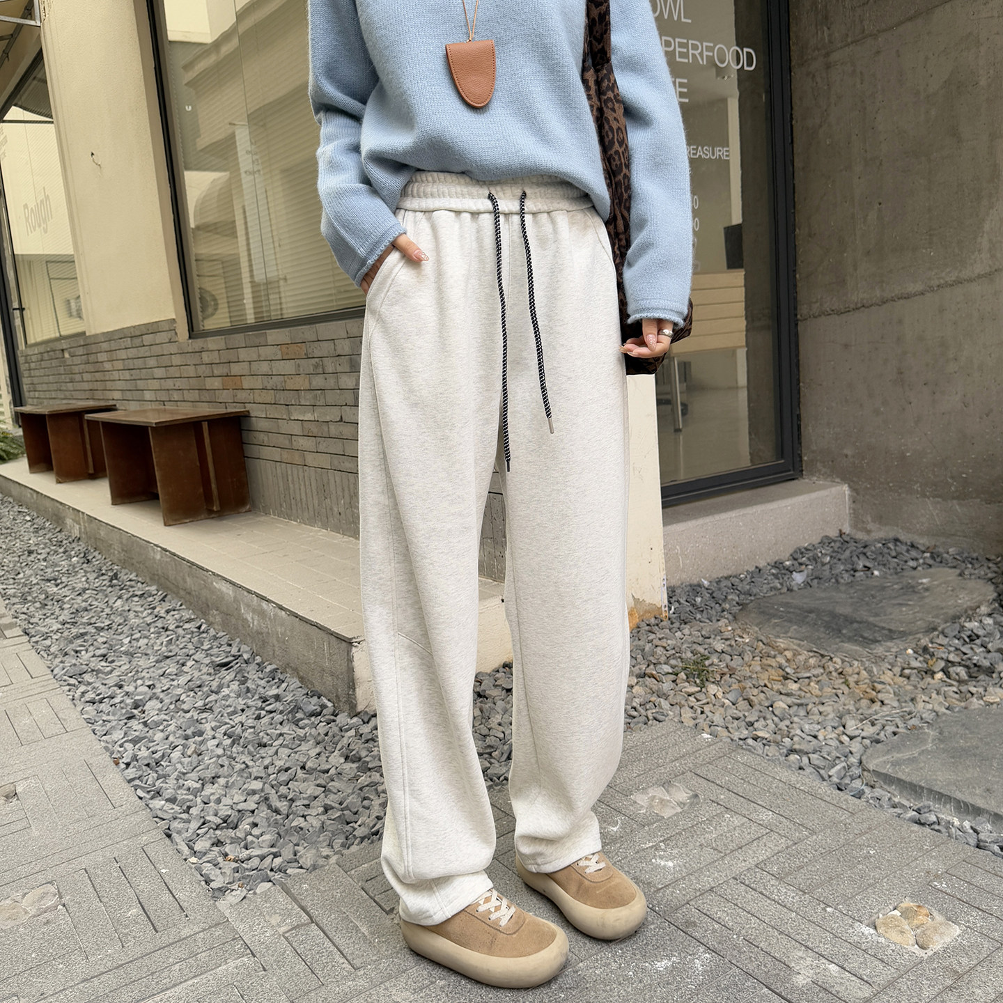 一件过冬~升级华棉阔腿休闲裤子女秋冬新款运动风宽松直筒卫裤,女装/女士精品,卫裤,淘宝优惠券,粉丝福利购,淘宝优惠卷