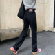黑色窄版 加绒牛仔裤 女秋冬季 必入宝藏裤 直筒宽松显瘦拖地阔腿裤