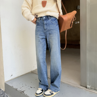 窄版 直筒宽松显瘦阔腿裤 四面弹牛仔裤 2026新款 女春季 自留好品质