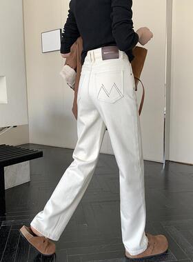 王炸裤型~窄版直筒加绒牛仔裤女秋冬2025新款高腰宽松拖地阔腿裤