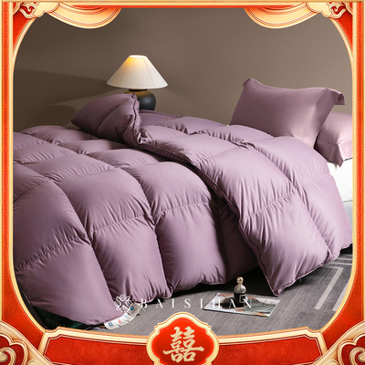 【婚庆专场】800蓬95大朵白鹅绒被美锦缎磨毛子母被二合一羽绒被