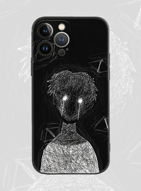 暗黑风颓丧男孩适用iPhone13苹果12ProMAX手机壳11