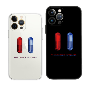 创意黑客帝国周边红蓝药丸适用iPhone13苹果12ProMAX防摔手机壳11