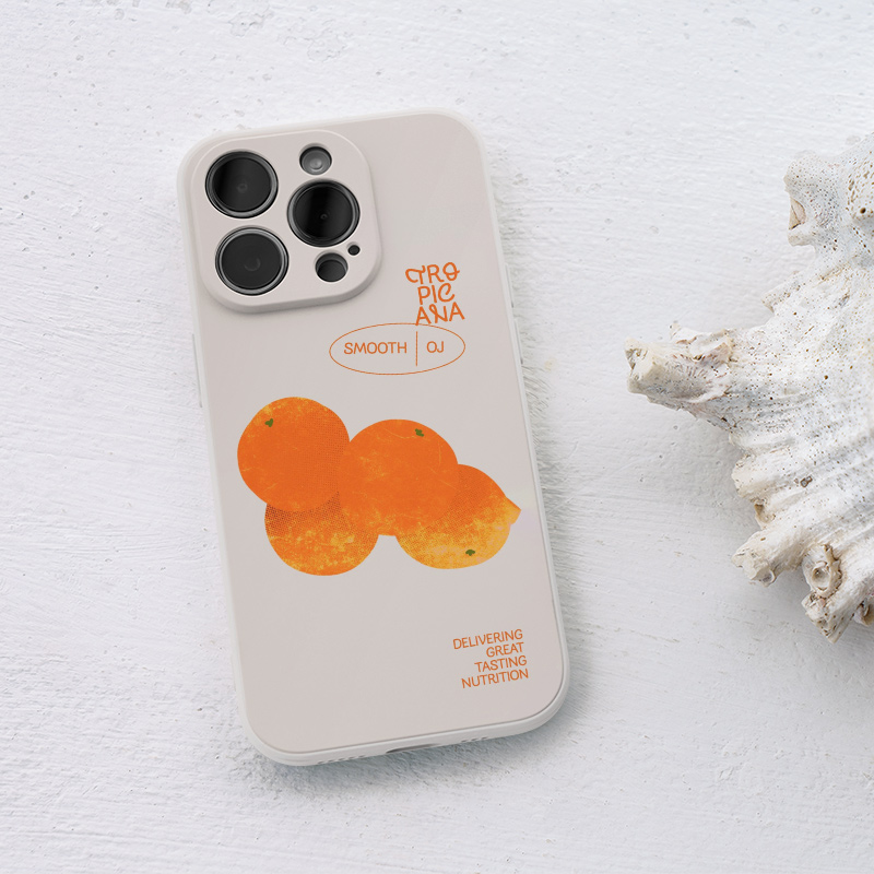 简约橙子心想事成寓意高级手机壳