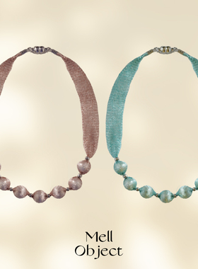 Mell丝网珍珠手工项链原创小众设计重工蕾丝chocker锁骨链精致