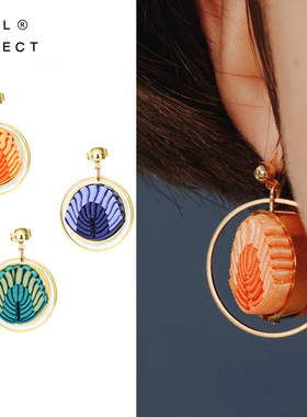 Mell 圆形丝带 耳环耳饰耳夹女无耳洞 日韩设计感气质精致