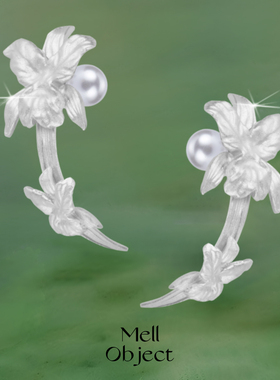 Mell幽兰耳环 水仙兰花新中式国珍珠质感耳饰小众设计清冷高级感