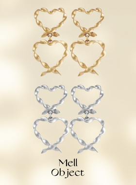 Mell双纽纹心心耳环 清冷系简约气质简约百搭耳饰原创新品情人节