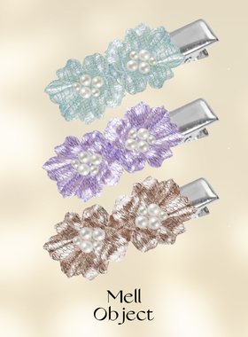 Mell丝网兰花珍珠发夹 兰花乐园系列 原创小众设计精致高级饰品