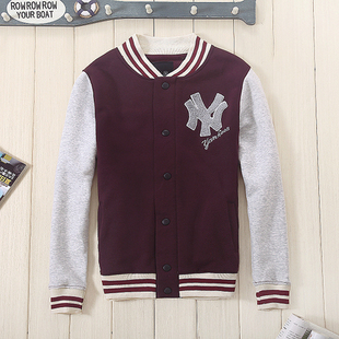 外贸单 扬基队 情侣秋季加绒棒球服卫衣 纽约NY字母休闲外套0.5kg