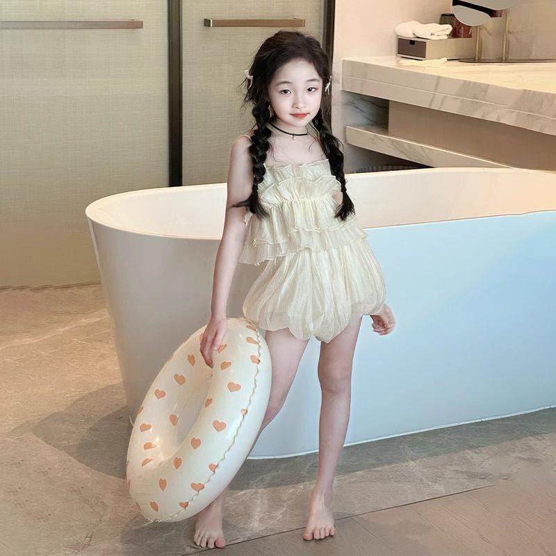 女童泳衣公主风2025新款女宝甜美温泉分体游泳衣女孩三亚拍照泳装