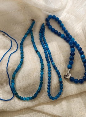 韩国ins博主fever同款蓝色串珠项链简约小众感设计高级感锁骨