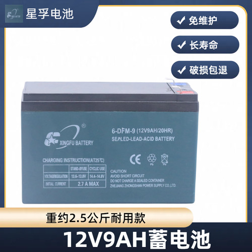 星孚2V9ah蓄电池 UPS音响LED照明消防主机喷雾器12AH8AH充电电瓶 - 封面