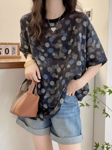 奥莱女装清仓彩色波点A字天丝衬衫女夏装2024新款欧货时尚娃娃衫