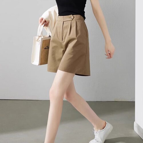 奥莱女装清仓柔软轻薄天丝A字短裤女2024夏新款宽松显瘦休闲裤子