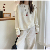 女2025秋冬新款 奥莱高端女装 重工钩花羊绒针织衫 欧货宽松洋气毛衣