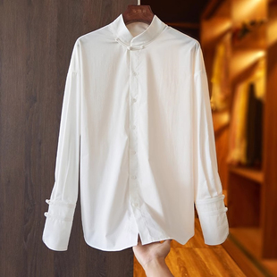女2025春装 改良盘扣棉衬衫 设计感小众上衣 外贸白色中式 奥莱女装