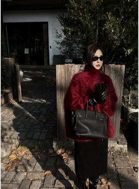 nczz 650克 真丝马海毛不紧脖子高领毛衣