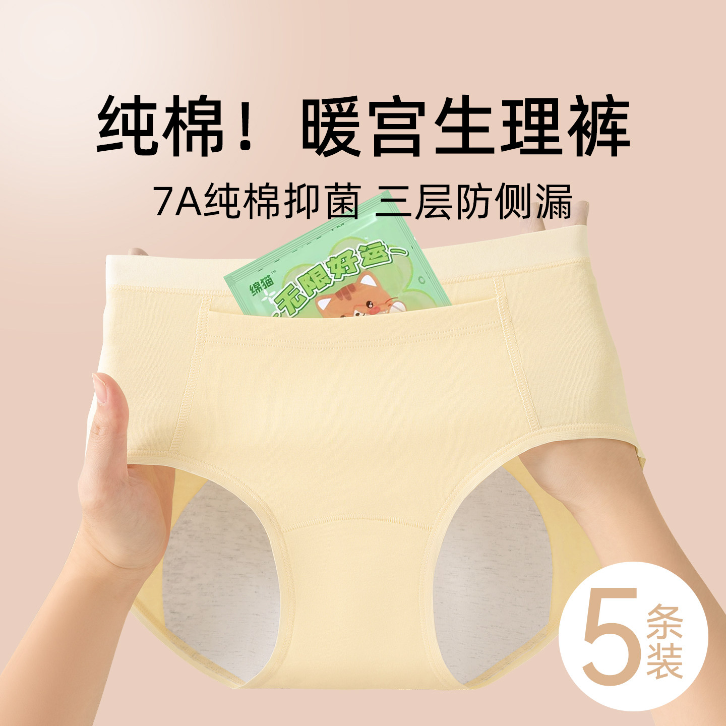 Caxltz Kgcmd生理内裤女月经期防漏可放暖宝宝加兜姨妈裤
