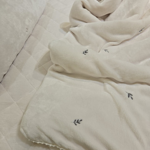 韩国代购 House叶子刺绣超细纤维保暖绒毯子被子枕套垫子 专柜The