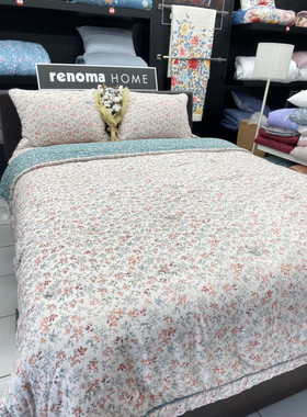 韩国正品代购敲柔软亲肤莫代尔橙色小碎花绗缝一体春秋被子可机洗