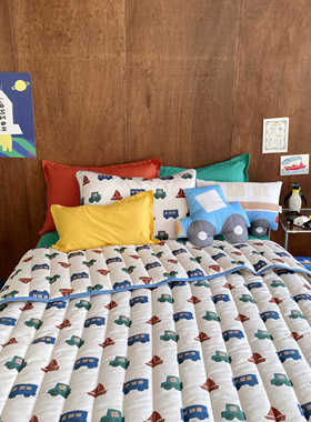 韩国正品代购tinycosmos汽车与帆船莫代尔儿童单人被子空调被枕套