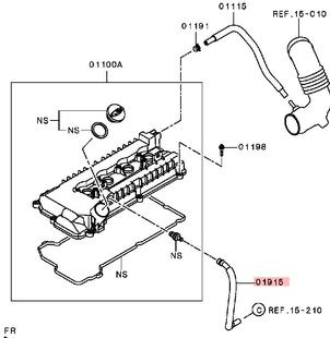 三菱劲炫排气污染控制真空软管废气管PCV阀管4A92 1.6