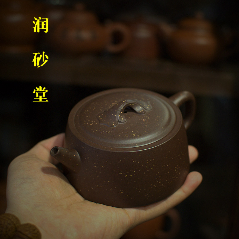双十二正宗原矿宜兴老紫泥纯全手工工艺师吴达铺砂如意井栏壶包邮