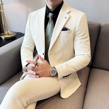 韩版修身西服针织斜纹西装套装2408-P210，男装西服套装，星座1606-1