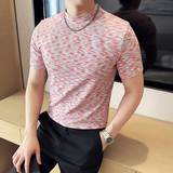 DS001-P38男士半高领短袖T恤春夏新款时尚百搭修身立体打底衫，男装T恤，星座1606-1