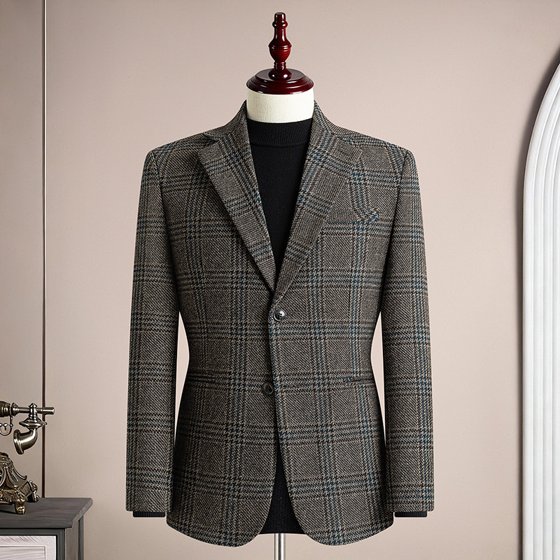 秋冬复古羊毛50%保暖磨毛平驳领西服上装休闲男士商务高级感西装，男装西服套装，星座1606-1